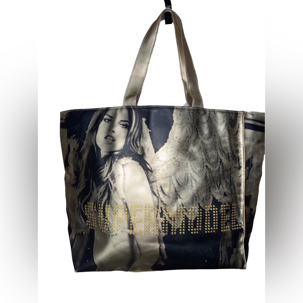 Supermodel VS Tote Bag Black White print Model Wings in the city Lg bag